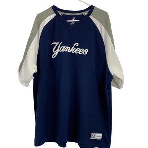 New York Yankees Jersey Size 2XL Spell Out Majestic Blue Retro 6534 Mens